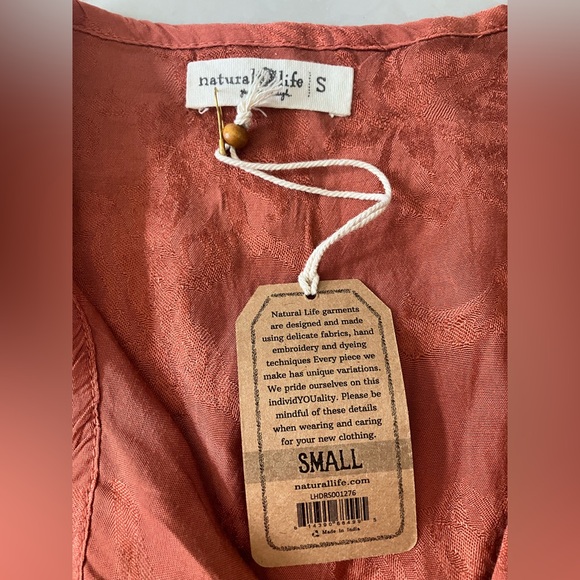 Natural Life NWT Rose Mini Dress Rust Babydoll Bubble Sleeves Oversized S - Picture 6 of 14